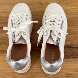 Donald J. Pliner White Sneakers with Silver Heel